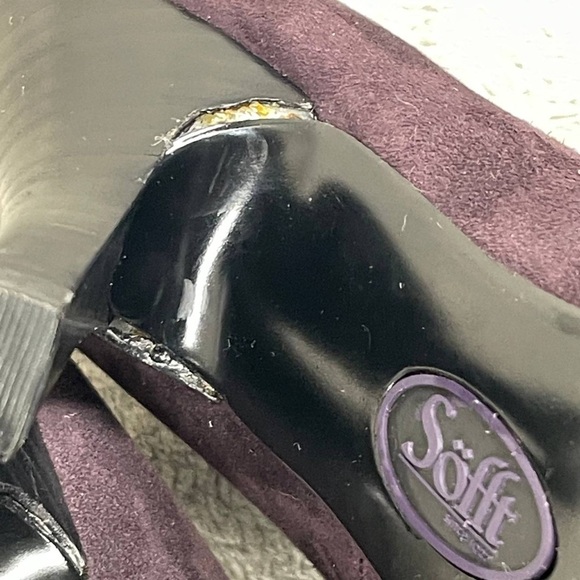 Sofft Purple Suede 3" Heels Leather Purple Suede Flower Von Maur Sz 6.5 - Picture 5 of 10